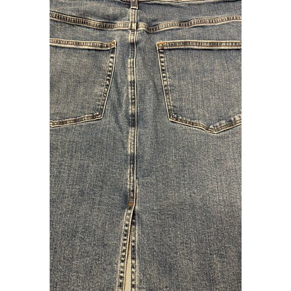 J. Crew Size 20 Blue Denim Jean Mini Skirt Pockets Stretch Plus Size Back Slit - Picture 5 of 9
